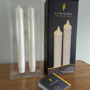 NIB Luminara Pair of Drip Tapers “Real Flame Effect” Candles